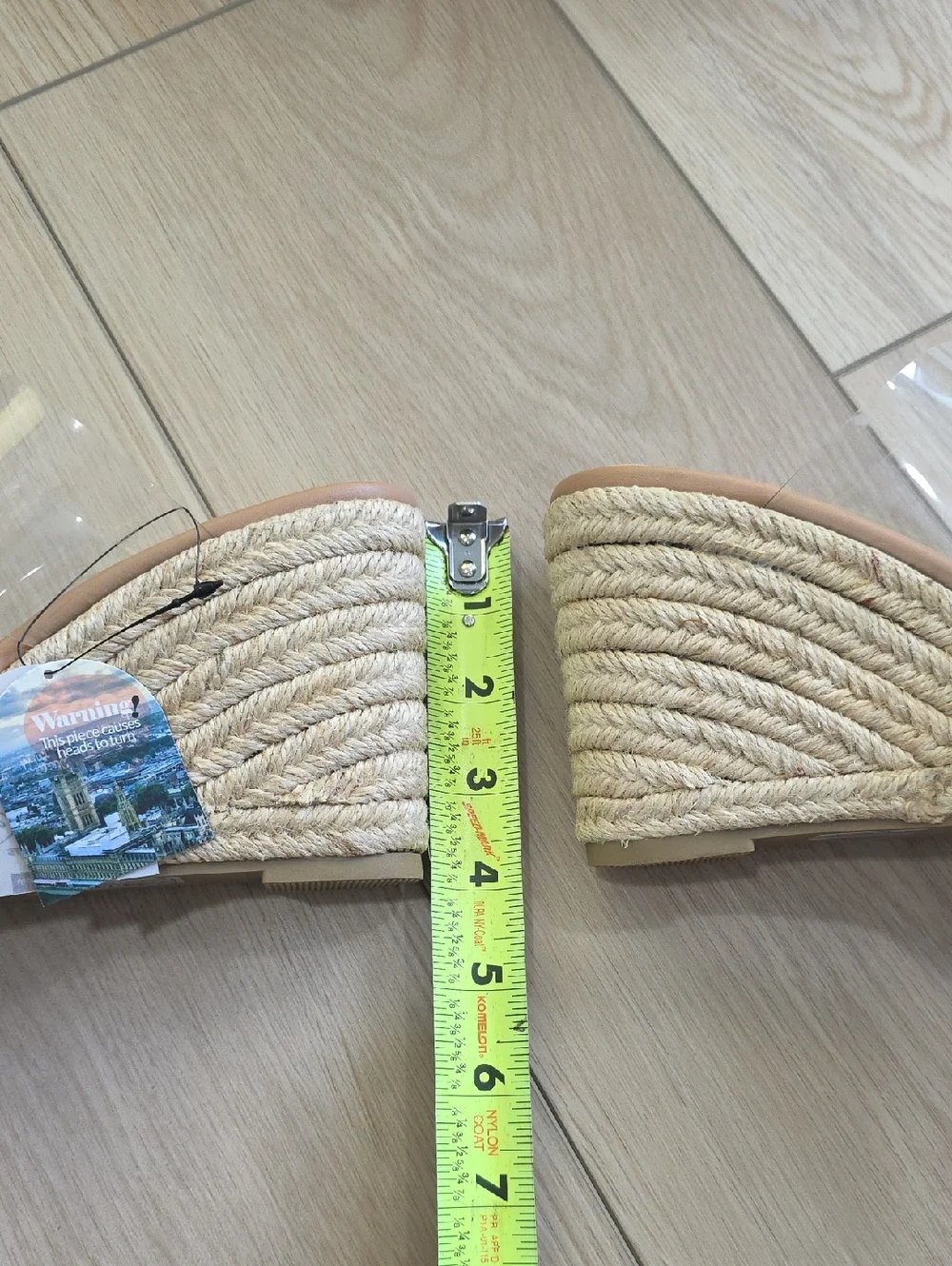 London Rag Clear Strap Espadrille Tan Wedge Sandal